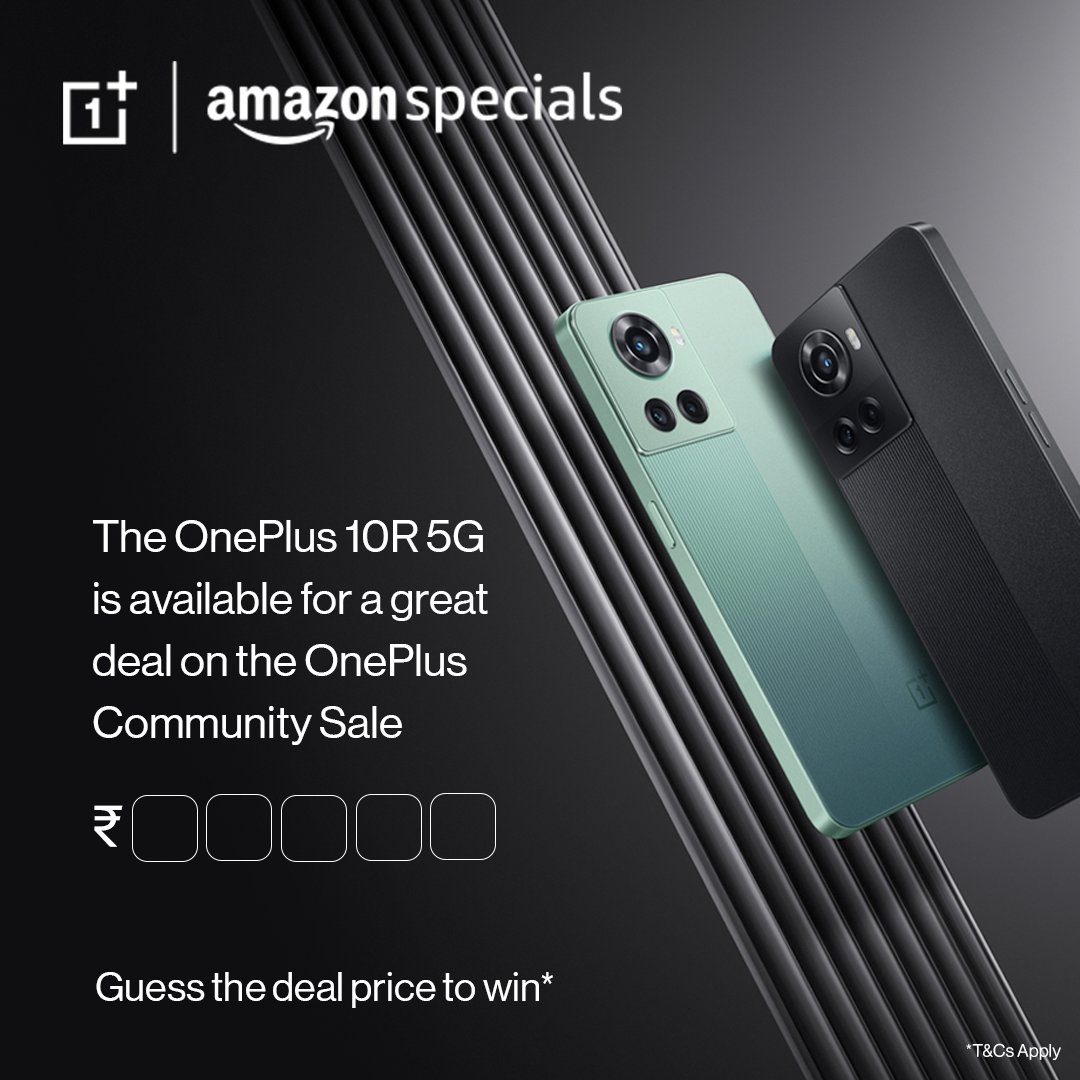 Want to be one of the 10 lucky folks to win Rs 10,000 as Amazon Pay balance? Simply tweet your answer to the below question! As easy as that. Participate Now! #OnePlus10R5GonAmazonSpecials #Amazon #AmazonIndia #ContestAlert #ContestIndia #ContestsOnTwitter #Giveaway