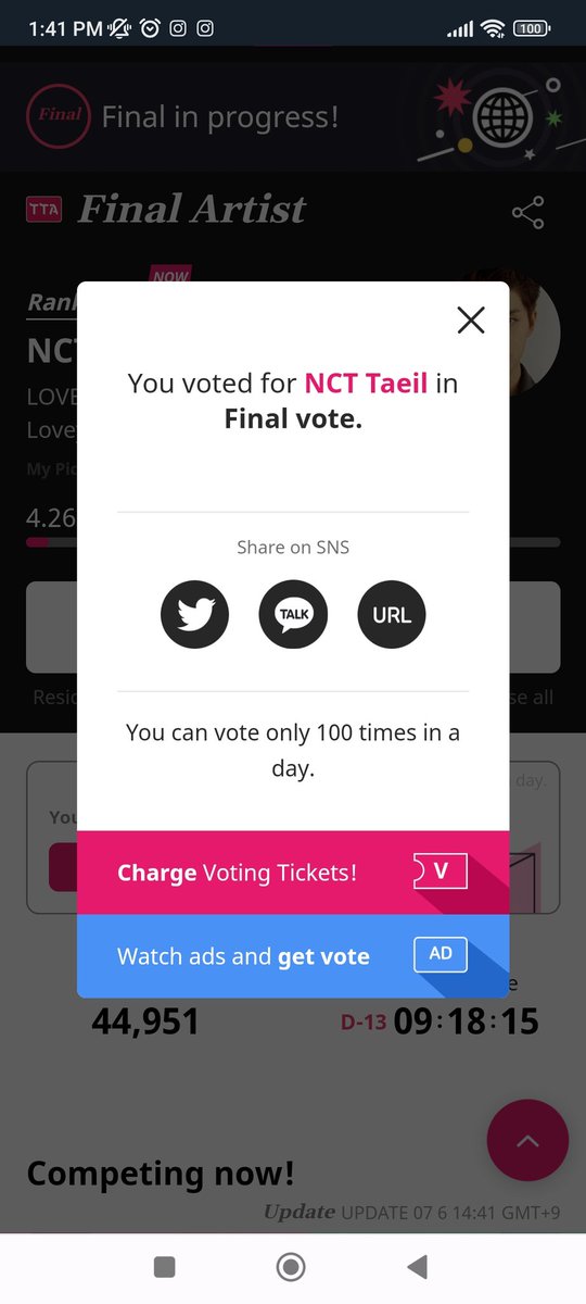 ✨TTA FINAL VOTING✨
It's time for the final push! We won the prelims, and now it's time to vote in the finals! ❤️ Let's go all in! No need for VPNS, just pass by everyday and drop your votes! Let's get it!!

🗓️ June 7 - 20
🔗 tta.musicawards.co.kr/vote-final