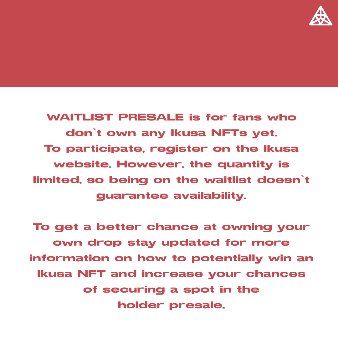 IkusaNFT's tweet photo. IKUSA Genesis streetwear collection pre-sale >>> Dropping Soon!

IKUSA PRESALE is a 03-stage selling mechanism that offers a limited quantity of exclusive products to selected customers. Here's a quick breakdown.

#ikusa #exclusive #streetwear #genesiscollection #drop https://t.co/qvBKVbs11Q