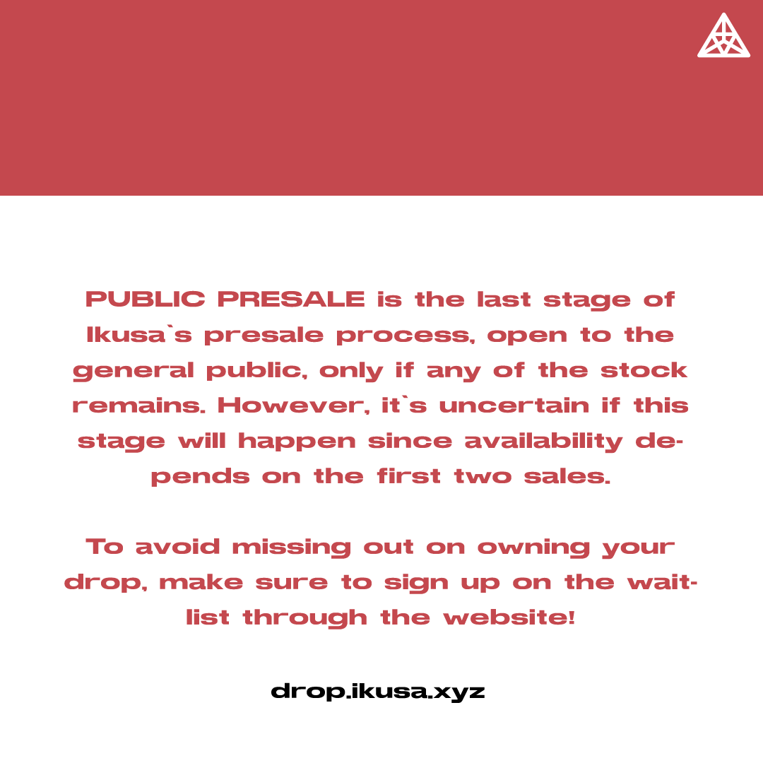 IKUSA Genesis streetwear collection pre-sale >>> Dropping Soon!

IKUSA PRESALE is a 03-stage selling mechanism that offers a limited quantity of exclusive products to selected customers. Here's a quick breakdown.

#ikusa #exclusive #streetwear #genesiscollection #drop