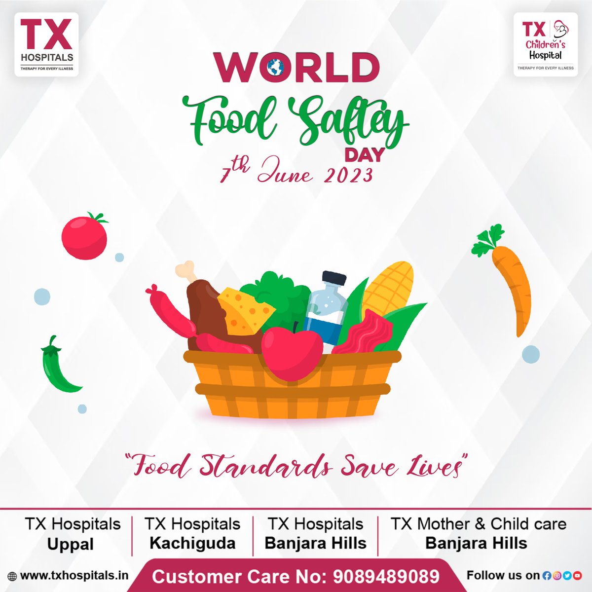 🌍 It's World Food Safety Day! 🍽️ Let's prioritize #FoodStandardsSaveLives and ensure a healthier future for all. 🛡️✅

#WorldFoodSafetyDay #SafeFoodForAll #TXHospitals #HealthCare