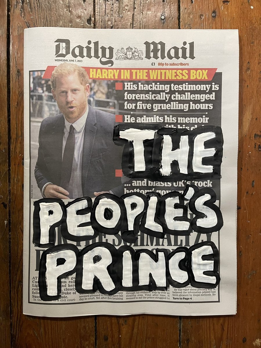 I rearranged the letters on the front page of today’s Daily Mail
Original stunning signed artwork on newspaper 
‘The People’s Prince’
etsy.com/uk/listing/149…
