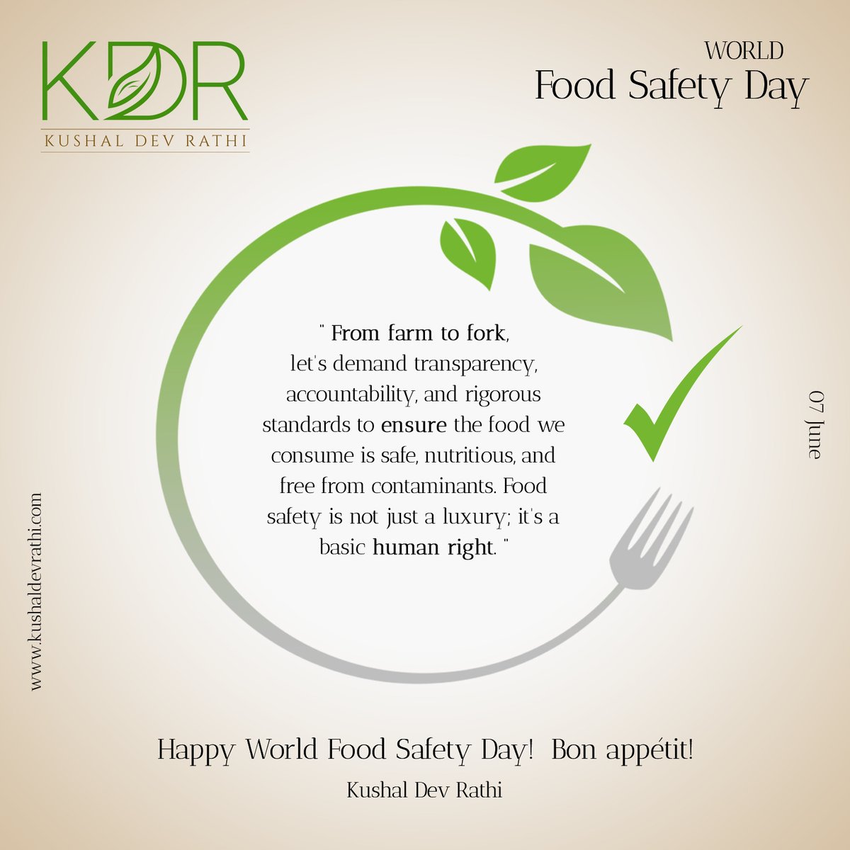 #jeevankaearth
From farm to fork, let's demand transparency, accountability, and rigorous standards to ensure the food we consume is safe, nutritious, and free from contaminants. 
Happy World Food Safety Day!  Bon appétit! 
#WorldFoodSafetyDay #FoodSafetyMatters #SafeFoodForAll