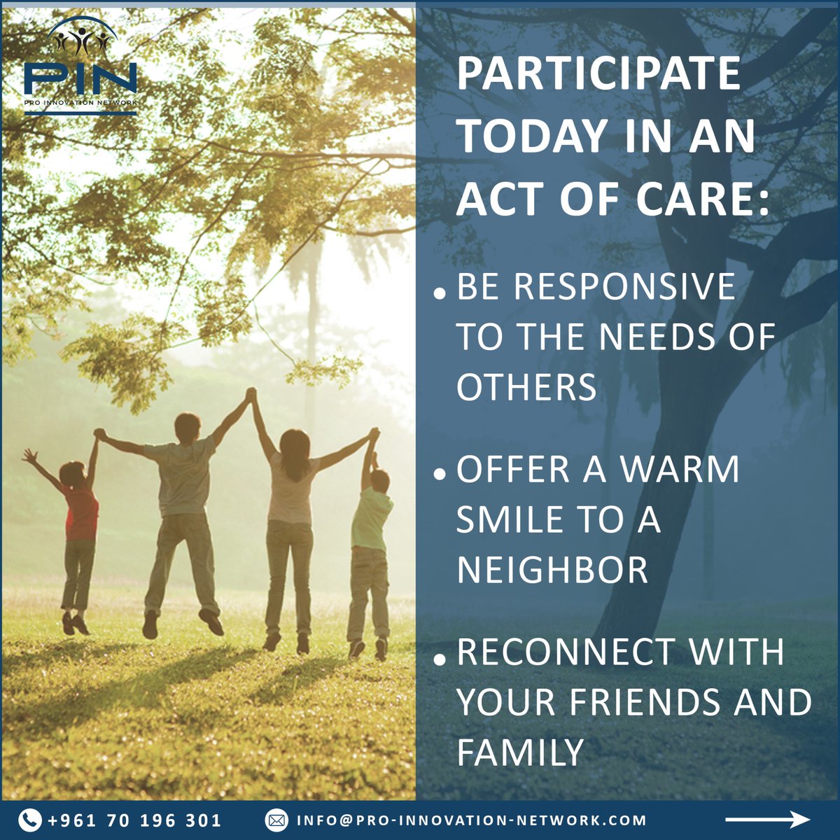 PinSarl17844's tweet photo. At PIN, every day is World Caring Day!!
“To  make a difference in someone's life you don't have to be brilliant,  rich, beautiful, or perfect. You just have to care.” - Mandy Hale

✉️ info@pro-innovation-network.com
📱+961 70 196 301

#CareDay23 #Worldcareday23 https://t.co/VL9C2jhFxy