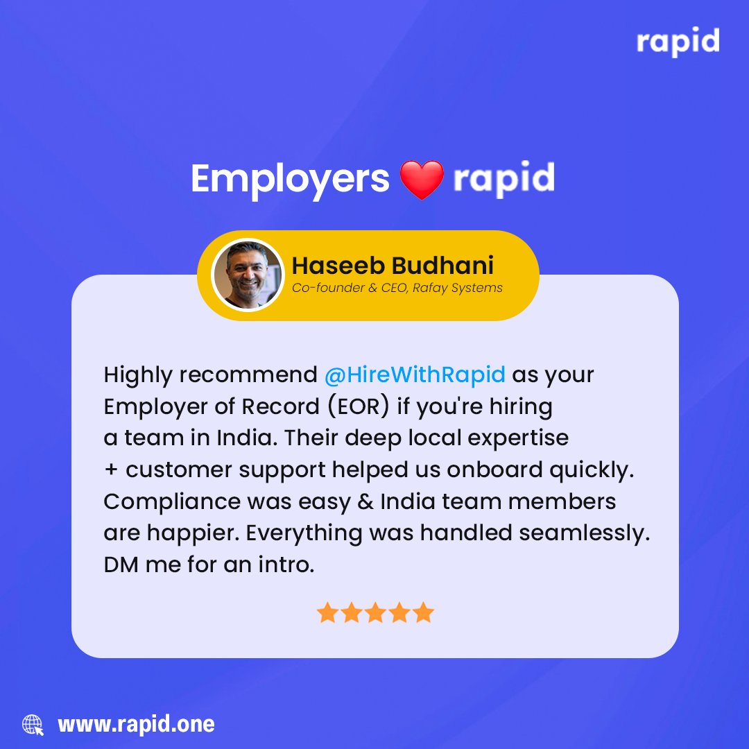 hirewithrapid's tweet photo. Our dose of midweek motivation 🙂
Thank you @haseebbudhani for appreciating our efforts 🙌
Want to partner with us and achieve similar results? 🚀
Here you go - https://t.co/tcjAu5oS9i
#eor #eorpartner #globalbusiness https://t.co/7Kb78DncPS