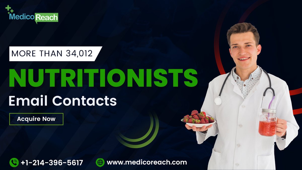 MedicoReach's tweet photo. Increase Conversions & ROI With MedicoReach's Nutritionist Email Contacts! Take advantage of our accurate & verified database to supercharge your multi-channel campaigns.
Know more
https://t.co/V077rdVH3F
#Medicoreach #NutritionistsEmailList #HealthcareDatabase #Marketing https://t.co/Sz7lP9SSSZ