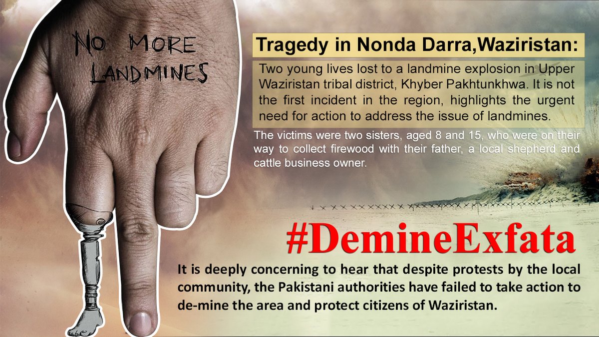 It is deeply concerning to hear that despite protests by the local community, the Pakistani authorities have failed to take action to de-mine the area and protect citizens.#DemineExfata