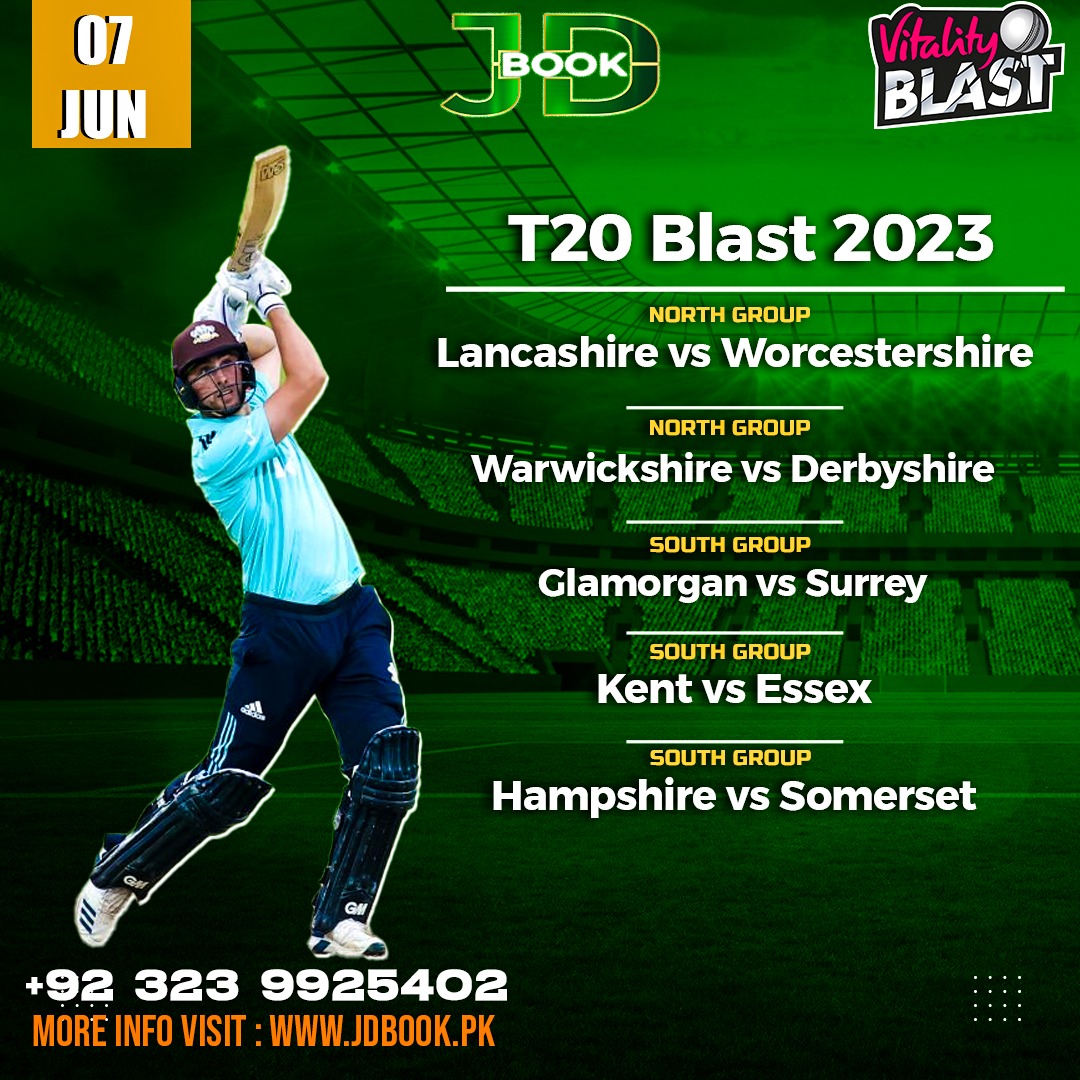 🙏🏻WELCOME TO JD BOOK 🙏🏻 
jdbook.pk
T20 Blast 2023
#cricket #cricketlovers #cricketer #cricketlife #cricketlove #crickets #cricketmatch #cricketers #jdbook #cricketbats #cricketlive #sports #sportsbet #cricketworld #vitalityt20blast #englandcricketboard #t20blast