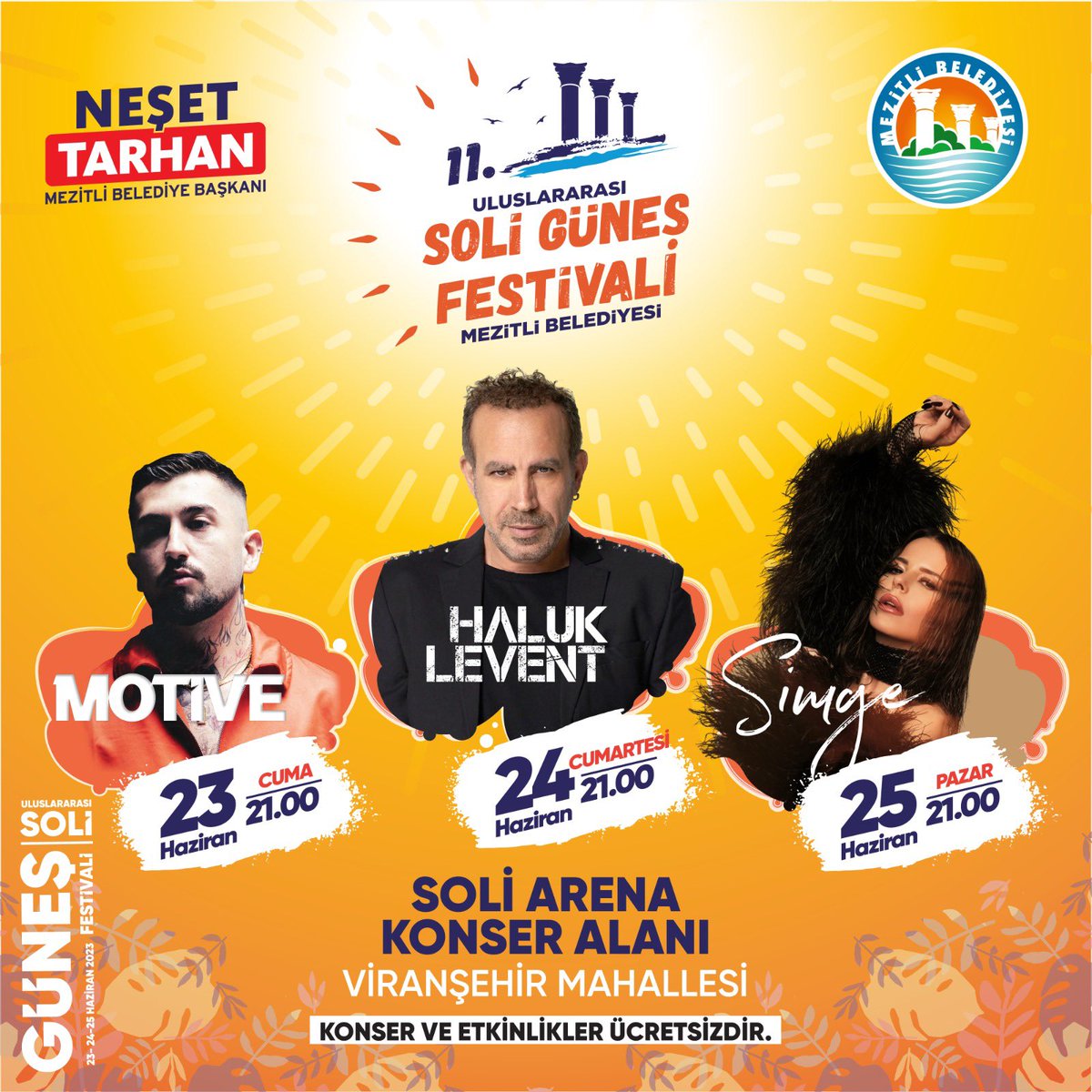 23 - 24 - 25 Haziran tarihleri arasında gerçekleşecek olan 11. Uluslararası Soli Güneş Festivalimize 7'den 70'e herkesi bekliyoruz. 😊💐
Gelin hep birlikte birbirinden güzel etkinliklerle,şarkılar eşliğinde eğlenelim.🕺💃🎷🥁🎻