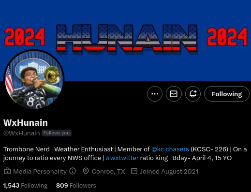 wxtwisted's tweet photo. Guys, please get me to 1,000 followers before @WxHunain. I'll even follow you back if you do. Thanks in advance!
#wxtwitter #FOLLOBACKS https://t.co/AlKnjgQ8ni