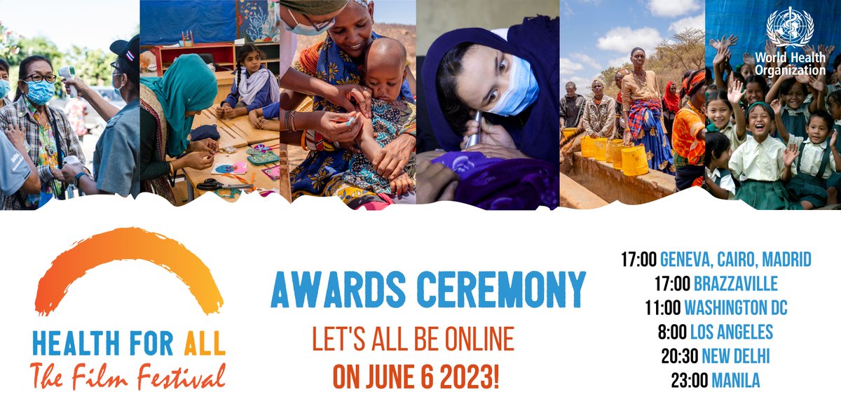 Discover an amazing palmares of winning films @WHO #HealthForAll Film Festival through its awards ceremony with dialogues between winners and jurors. Comment with #Film4Health about the one your prefer. Here's the stream: twitter.com/WHO/status/166… and comment