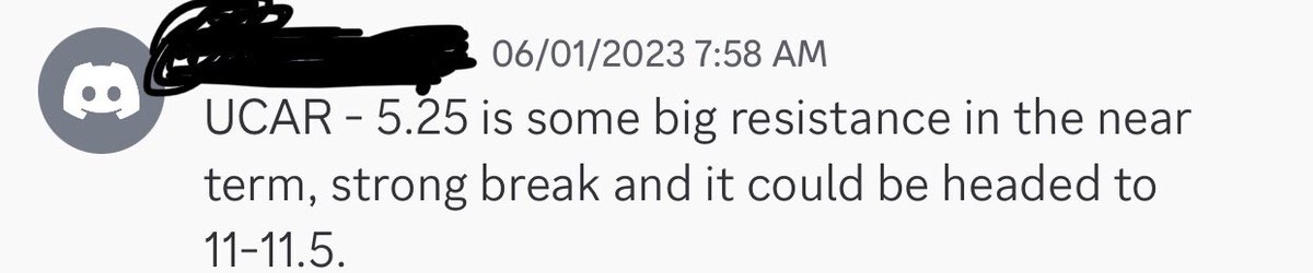 TraptoCorporate's tweet image. $UCAR #UCAR 

ONE OF THE BEST TRADES OF THE YEAR RIGHT HERE BABY!

I mentioned on WEBULL watch for the move from 5.5 ON JUNE 1ST BEFORE MARKET OPEN &amp;amp; ALSO LET THE TEAM KNOW MY MAX TARGET IS 11.00 to 11.50 on this one!

GUESS WHAT HAPPENS NEXT?!?

#CHECKTHETIMESTAMP