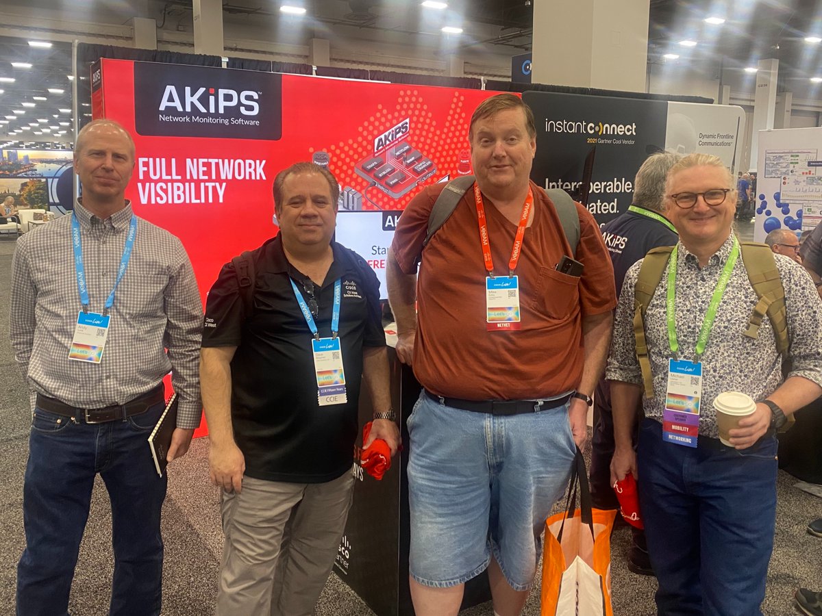 AKIPS_Software's tweet photo. CiscoLive Las Vegas continues to impress! The team is keeping busy, sharing how AKIPS Network Monitoring Software helps Network Engineers proactively monitor their networks.

Chat with us at booth 9803!

#ciscolive https://t.co/Idg1qwXT8G