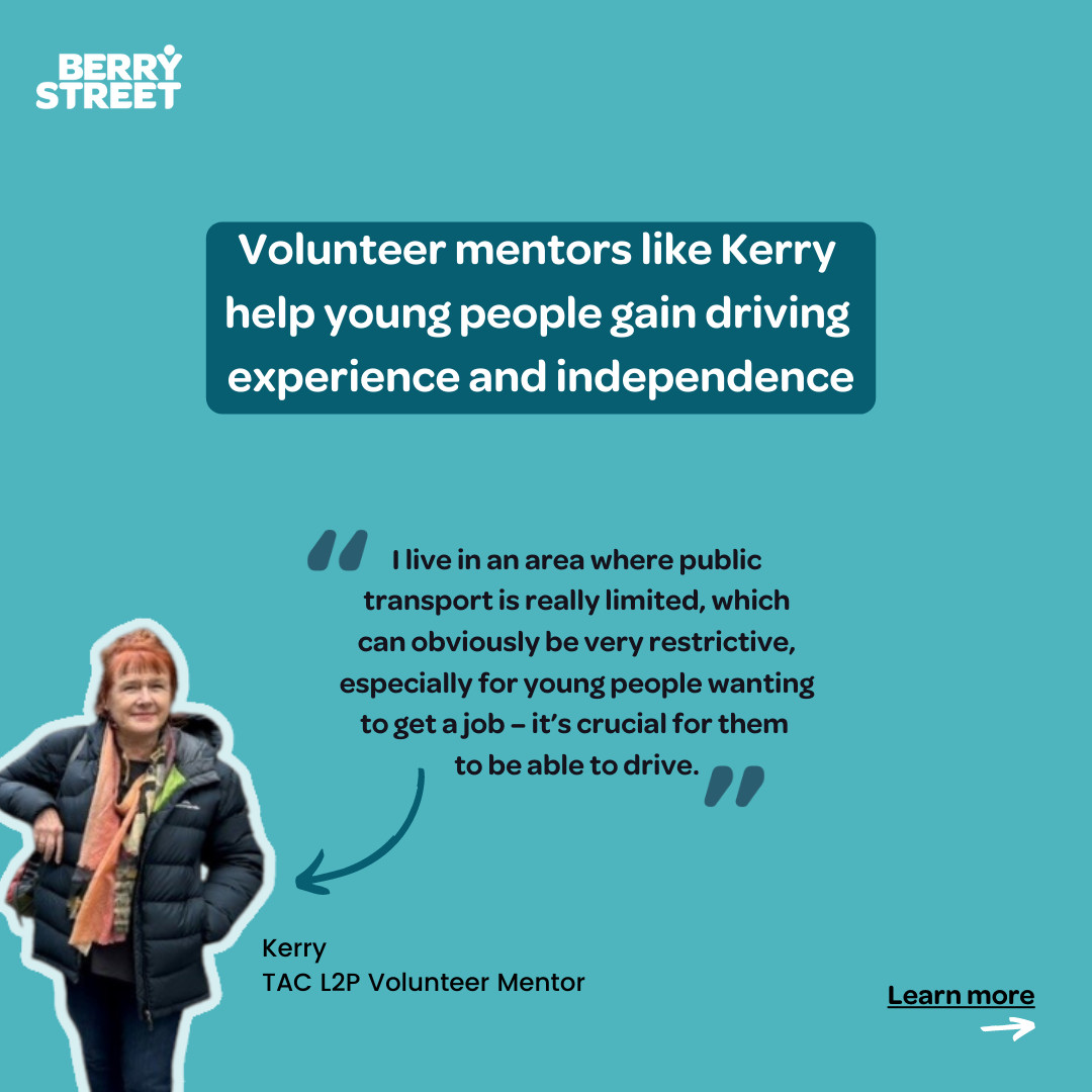 🚗✨ Volunteer with TAC L2P and empower young people to hit the road to success! 🌟

🤝 Read more about Kerry's story and the TAC L2P program now 🚗🚗 berrystreet.org.au/news/volunteer… 

#volunteer #L2Pprogram