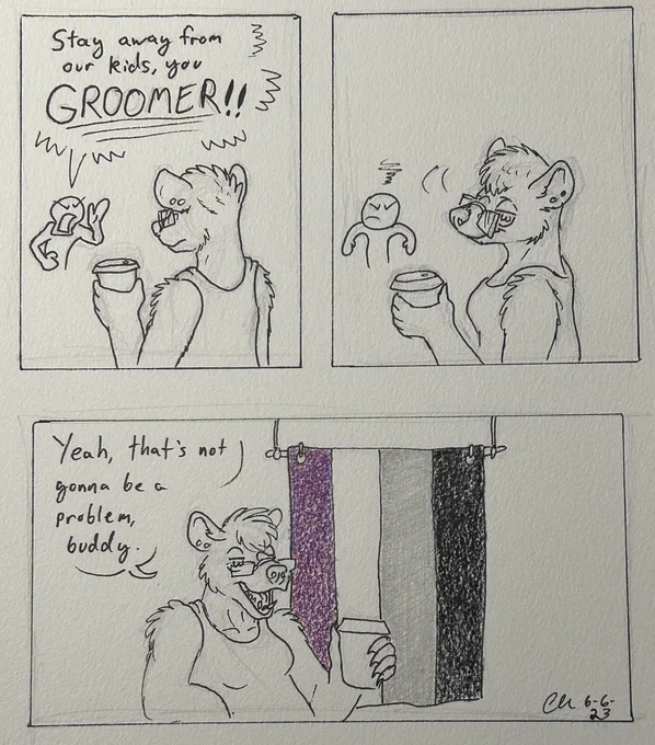 Doodled a little comic because I'm still laughing over getting called a groomer today. 🤣🤣🤣