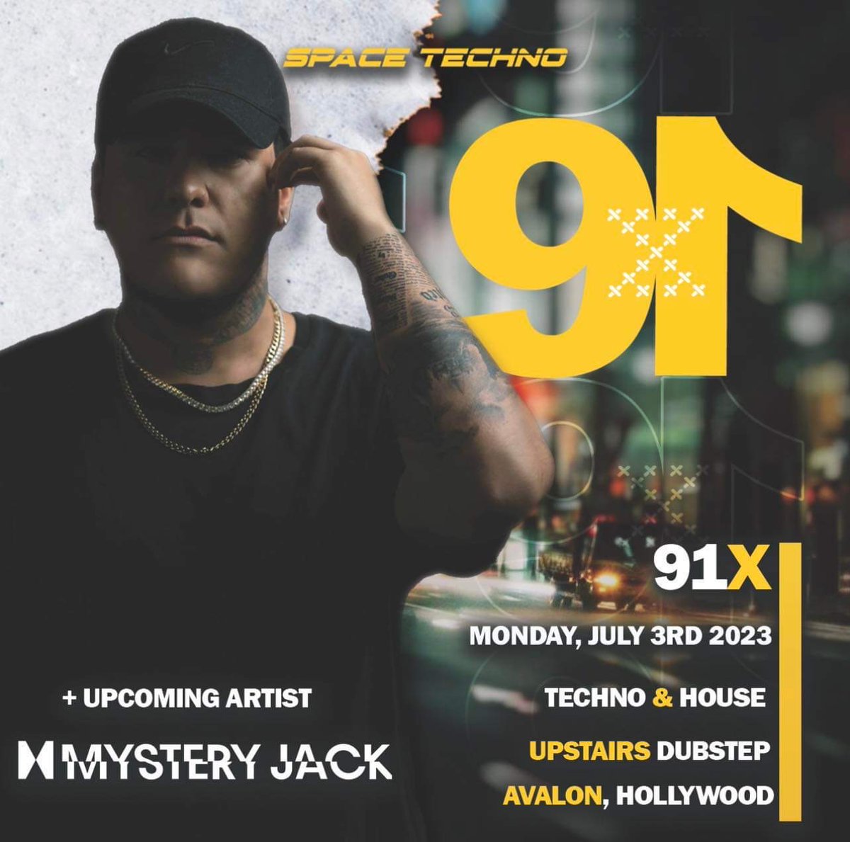 Deeply excited for my debut at @avalonhollywood 🔥

Come support @junkiekidmusic on 7/3 as he presents his brand new techno project <a href="/ninetyoneex/">91X</a> for the first time in CA. Hope to see you all there!

LET’S PARTY 🇺🇸 use $5 off code: MysteryJack

eventbrite.com/e/space-techno…