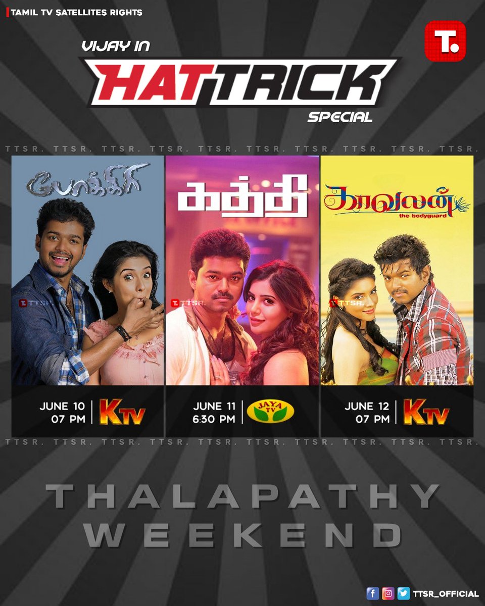 #Vijay #HatTrick Special
#Pokkiri
#Kaththi 
#Kaavalan
@TTSR_Official @vijayavikashm @ActorVijayUniv @ThalapathyDivi @VijayFansTrends @Chandru_VijayFC @LeoMovie2023 #thalapathy68 #Thalapathy #ThalapathyVijay #Asin #Samantha #JayaTV #KTV #VidaaMuyarchi #Thunivu #Leo 
#VIJAYAVIKASHM