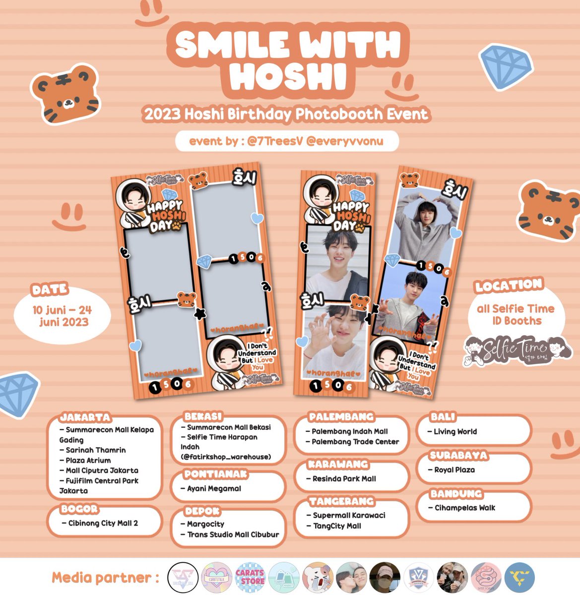 caratsstore's tweet photo. #caratsstoremedpar
π―πππππ ππππ ππππππ―
2023 Hoshi Birthday Photobooth Event
Event by:
@7TreesV & @everyvvonu
ποΈπdetails on poster
tiap lokasi tanggalnya berbeda ya jadi cek lagi diposternyaπ€
share your moment and tag us β‘
#SmileWithHoshi https://t.co/7I2fcBy6xw