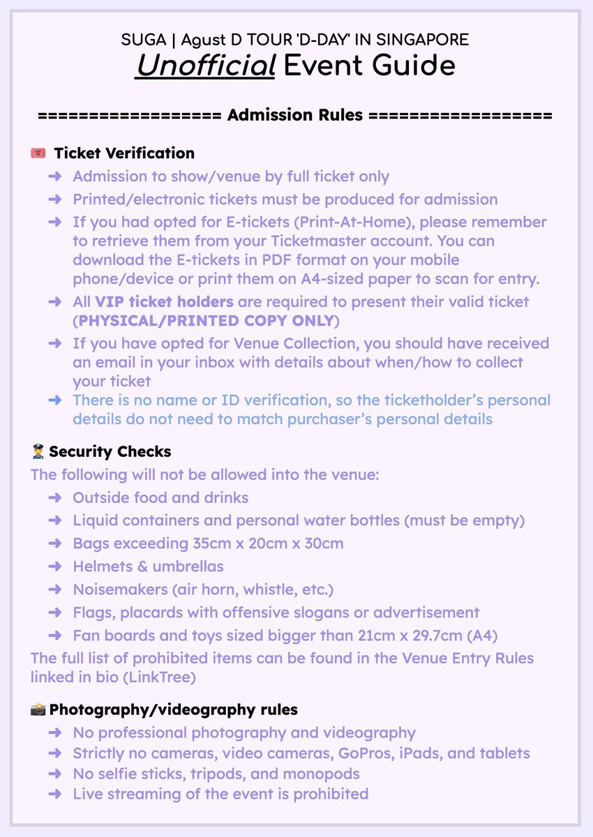 613apbp's tweet photo. Hi guys 😙💜 Can you believe we're only 9 days away from D-DAY in SG 😖😩🗣️👯‍♀️🦟🦗🦟🦗 

Anyway! Here's an UNOFFICIAL event guide 🫡 Hope it helps you plan for the concert while we wait for the official details to be announced! 

and happy festa 🥳 sososo excited for Take Two 🥹🤩 https://t.co/XYrzNJEW29