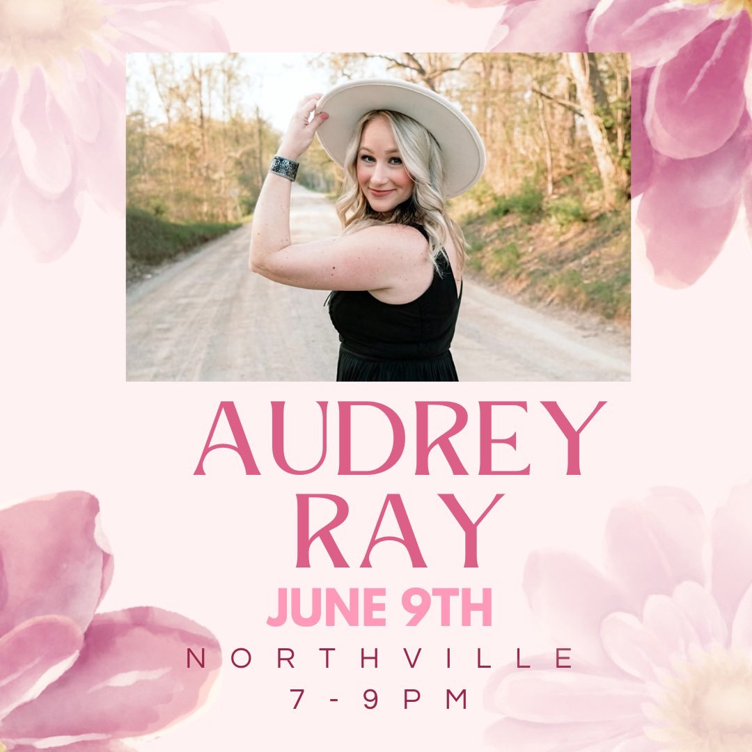 THIS FRIDAY - JUNE 9th 💖 join Audrey Ray in Downtown Northville for an acoustic duo show from 7-9pm ✨💖

#AudreyRayMusic #CountryMusic #LiveMusic #DowntownNorthville