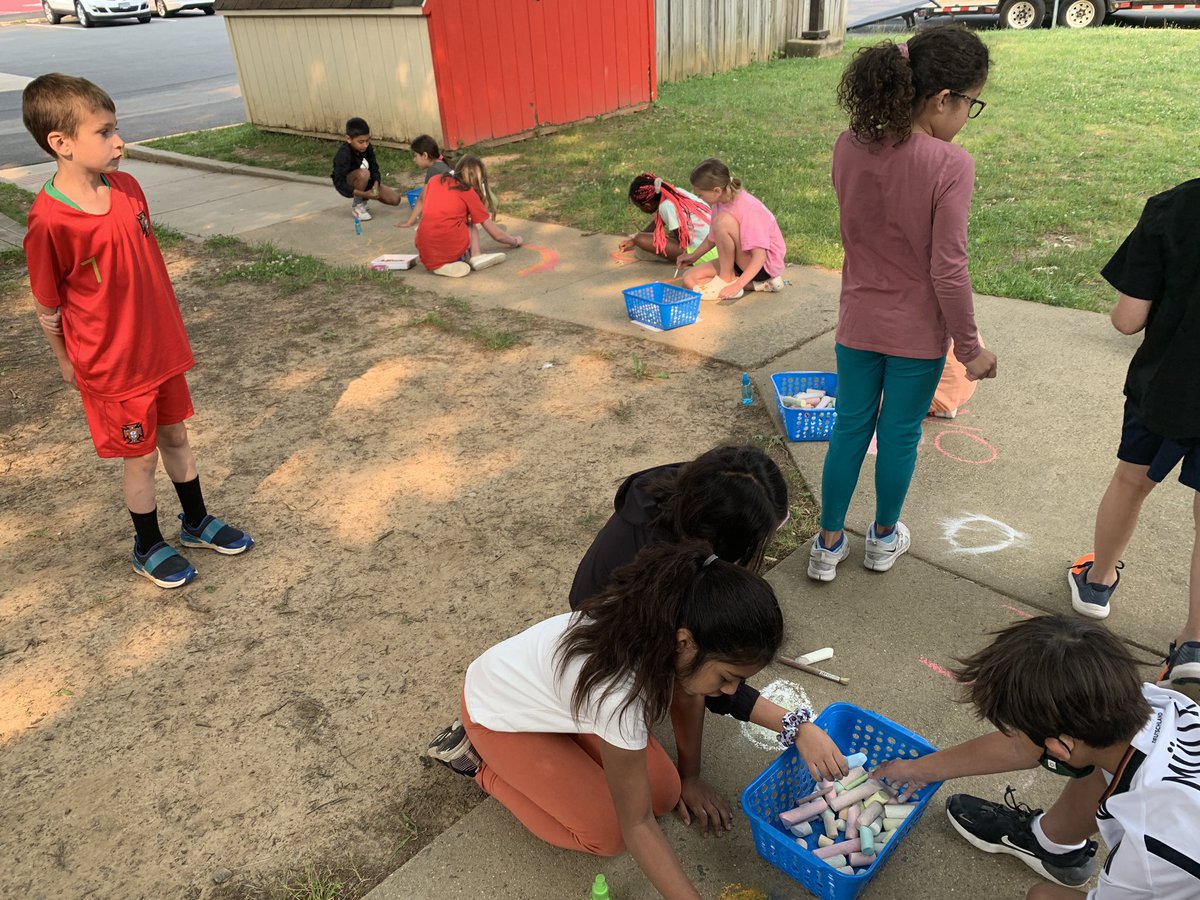 Perfect day to do sidewalk chalk for 3rd grade 🌈