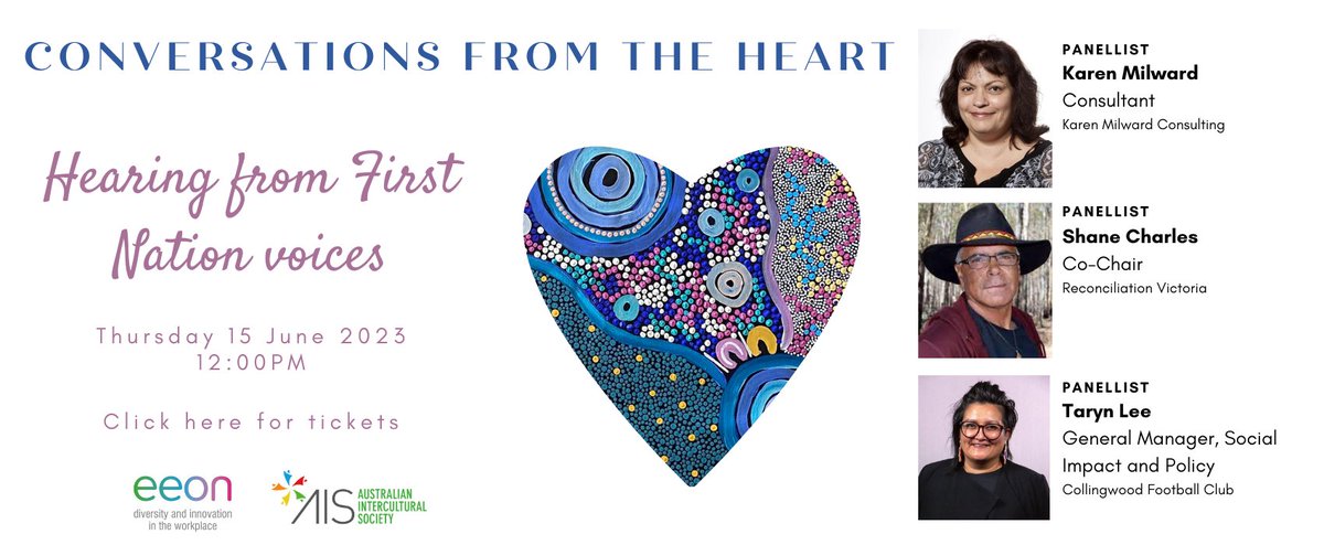 AusIntSociety's tweet photo. Join us for our fourth conversation where Aboriginal and Torres Strait Islanders share what's important for us to hear in 2023. #EEON #Melbourne #VoiceToParliament #UluruStatement #conversation
https://t.co/AOBCn5yjU7 https://t.co/wol11F2I7d