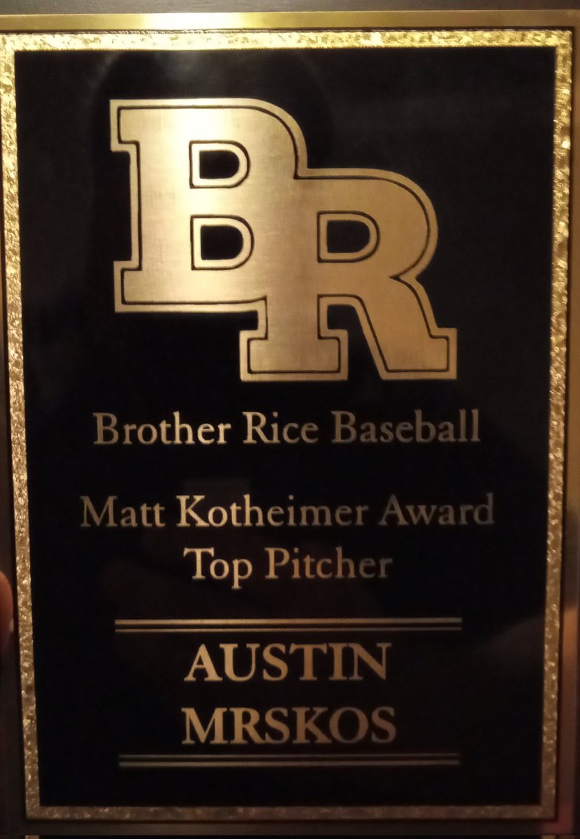 Congratulations @AustinMrskos1 on a GREAT Freshman season! A .875 era is awesome. Still a lot of work to do. The Multiple State Championships your shooting for won't come easy. Keep up the hard work!! @Rice_Pride @BR_Recruiting @BrotherRiceFB @BR_Baseball @Tim_OBrien10 #WeAreBR