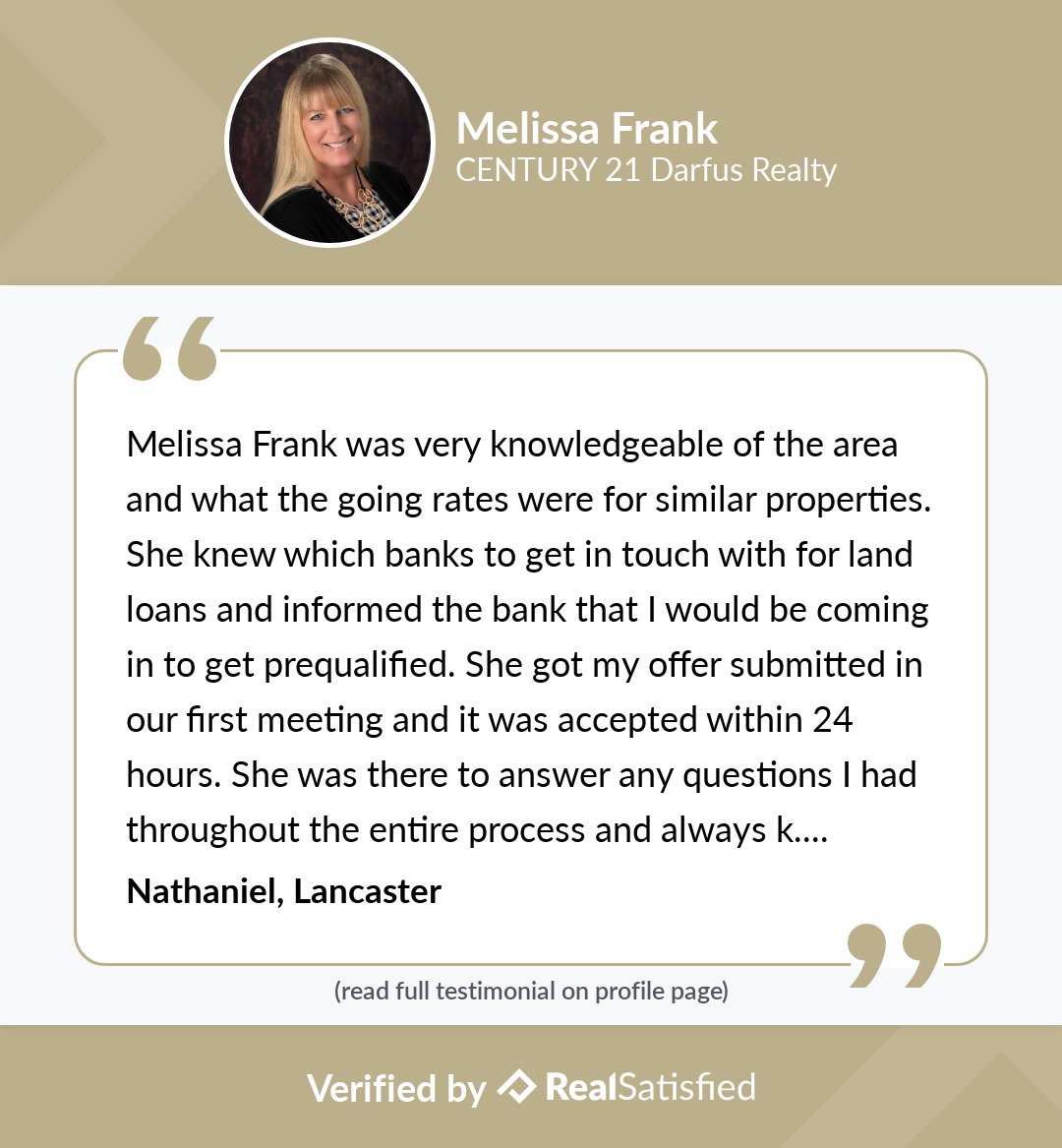 mfrankc21's tweet photo. I’m truly honored to have helped this client. https://t.co/00SfCEL8UR via @realsatisfied https://t.co/BV3wIFGek8