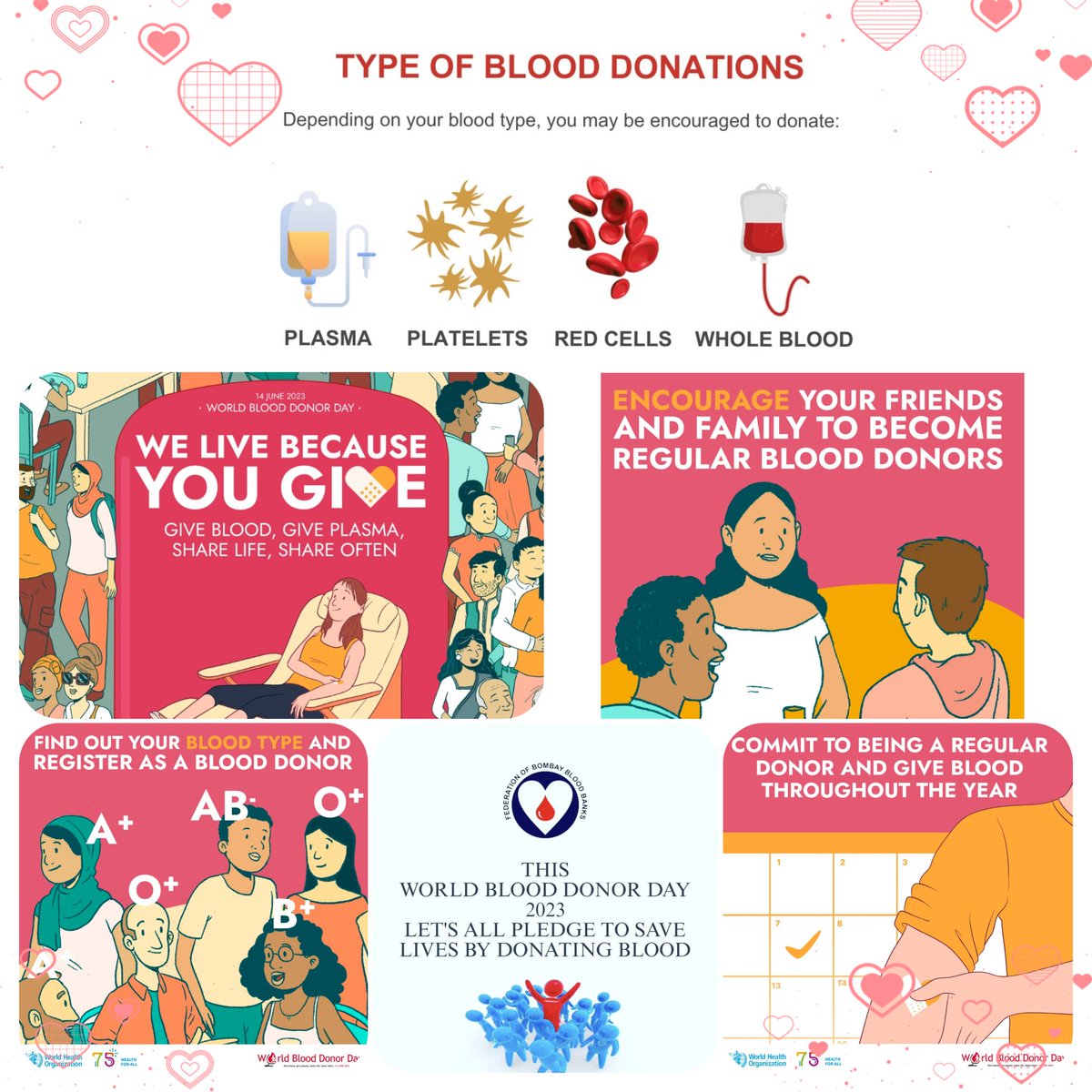World Blood Donor Day 2023! 
14th June 2023. 
Come let's celebrate lives together!
Give Blood, Give Plasma, Share Life, Share Often!
#isbtwbdd2023 #isbtclinical #Fbbb
#bloodbank #blooddonation #transfusionmedicine #transfusion #donateblood #savelives #thankyou #gratitude #blessed