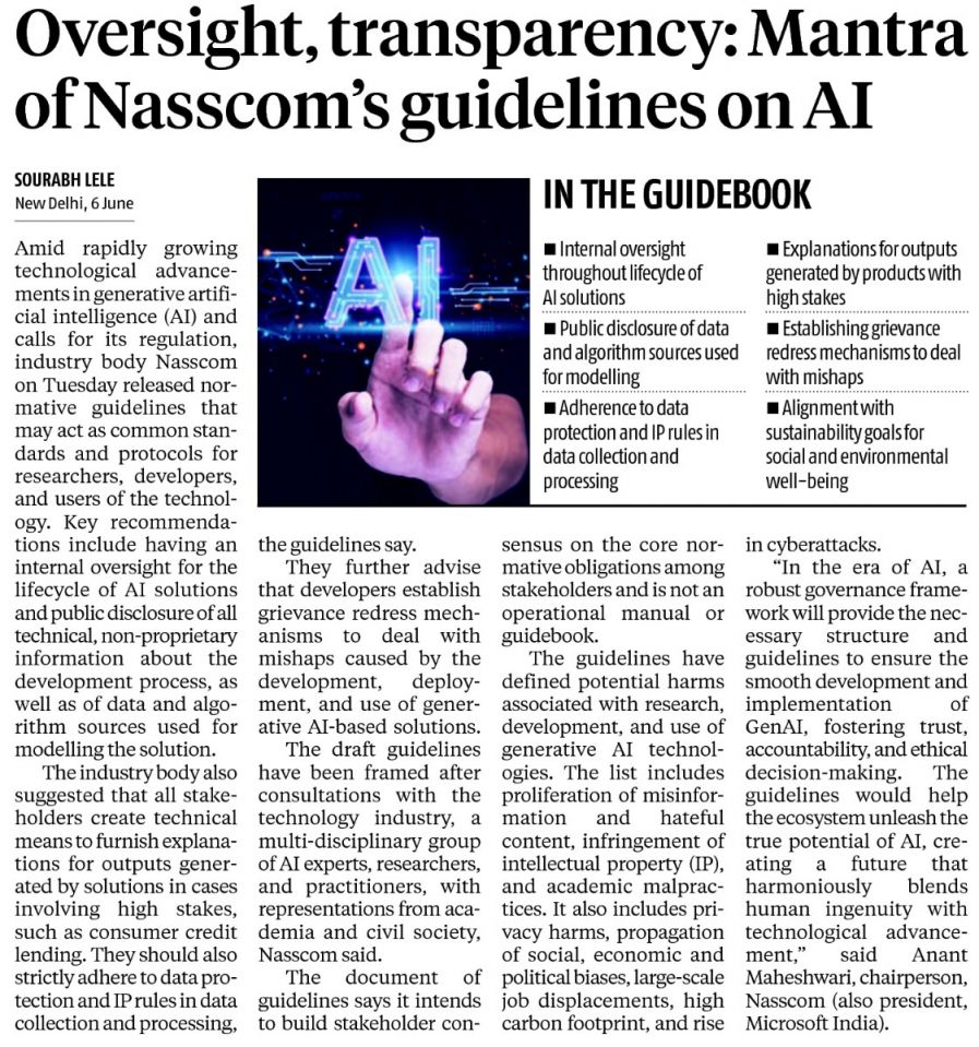 debjani_ghosh_'s tweet image. India&apos;s Tech Industry leads with example by collaborating to create a transparent self-governance framework for #GenerativeAI #ShapingtheTechade #ResponsibleAI
@nasscom
@PMOIndia @narendramodi @AshwiniVaishnaw @Rajeev_GoI @alkesh12sharma @_MAnant @RishadPremji @C_P_Gurnani @Valq
