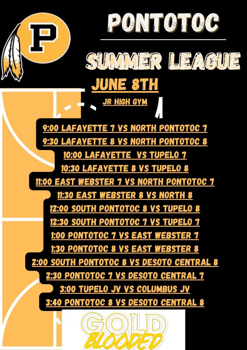 Come check out some basketball on June 8th. High School and Jr high will both be in action!