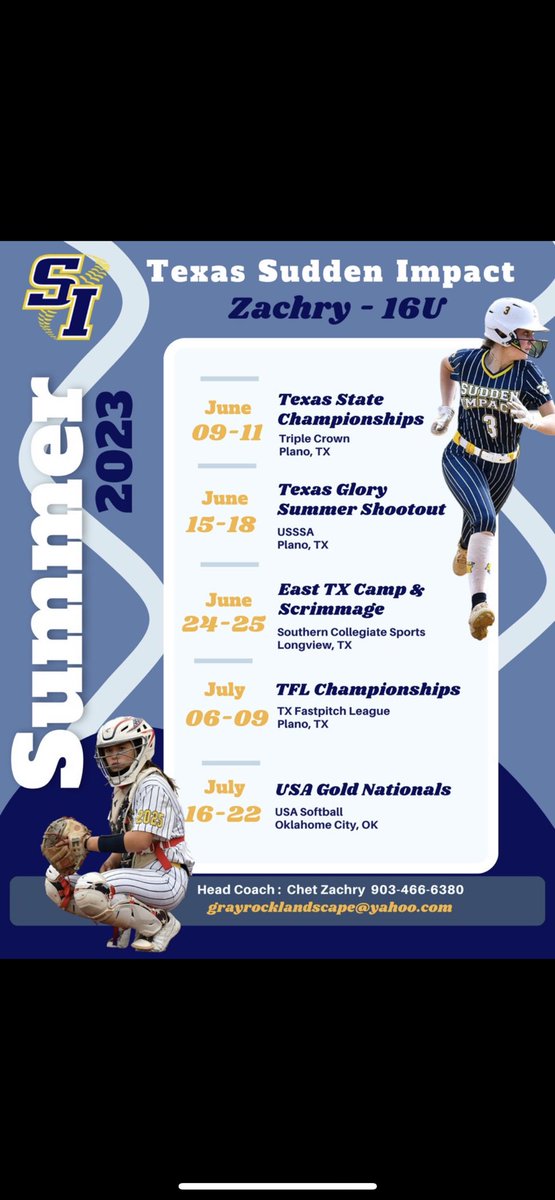 lynnea_morgan4's tweet photo. Super excited to kick the summer season off this weekend! Come out and watch @TX_SuddenImpact! Here are the game times for Friday and Saturday! https://t.co/ChpcyTQJXX
