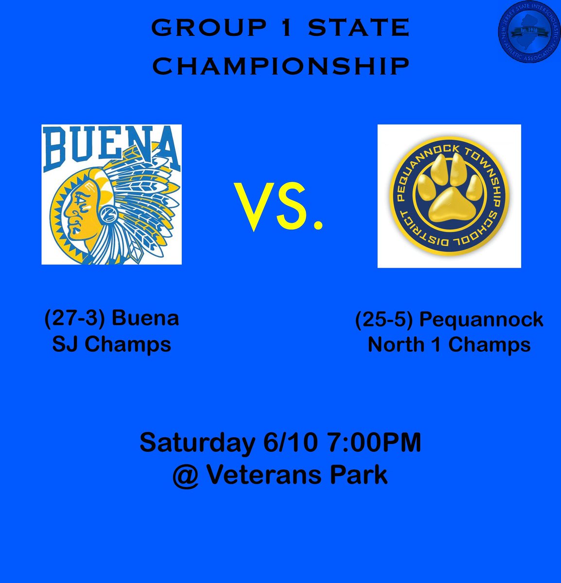 Biggest game of the year is set. The Chiefs will travel up to Mercer County and take on the Pequannock Panthers for the Group I state title.