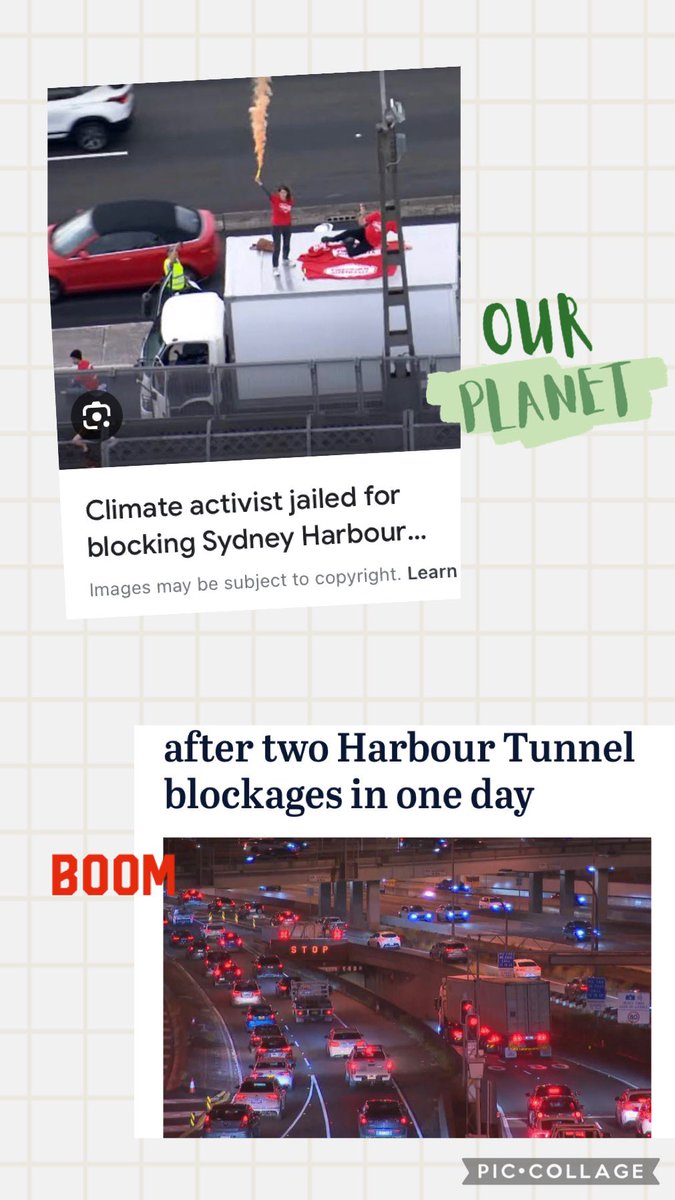 Compare the pair. Climate protestor blocks the Sydney Harbour Bridge for 20mins. Gets arrested, threatened with jail time. Two separate trucks block tunnels for hours. Fined. #climateprotest