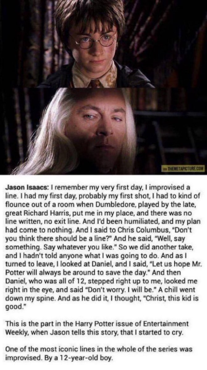 Jason Isaacs on getting the first glimpse of brilliance from Daniel Radcliffe. 

#HappyBirthdayJasonIsaacs