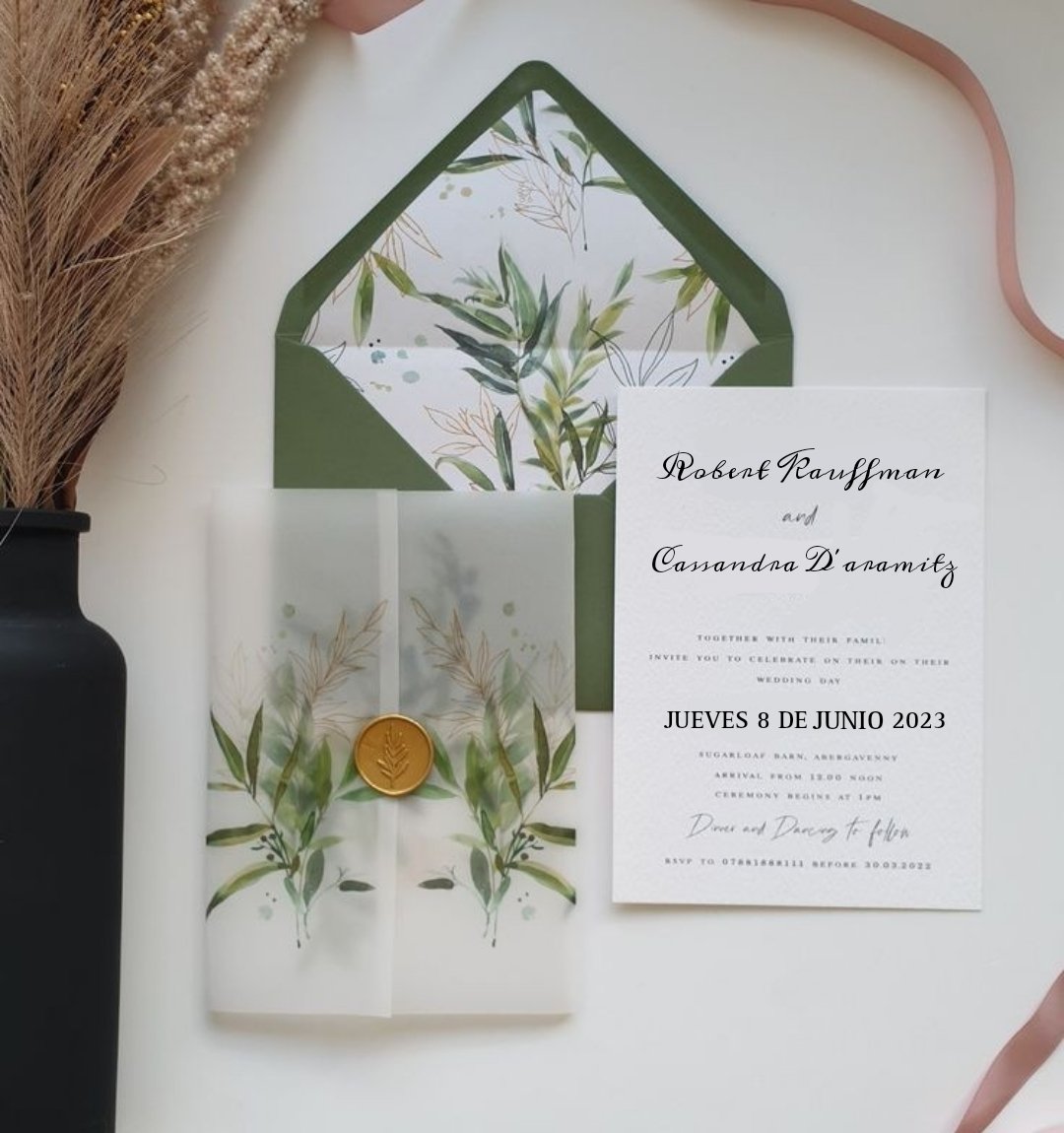 08.06.23

                Robert Kauffman
                                 &amp;
                 Cassie D'aramitz

Los invitan a su boda, queremos que esten a nuestro lado en el momento mas especial de nuestra vida ♡