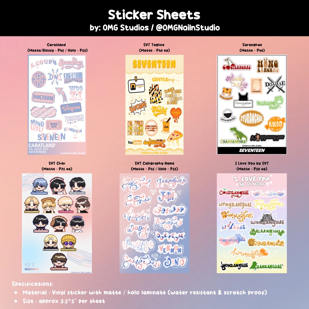 OMGNailsnStudio's tweet photo. I’ll be joining #ITigerUHoshi CSE this June 18th! I’ll be opening sticker pre-orders for claiming during the event. You may refer to the photos below for all available products. 

Pre-order is open until June 14 only

See you there fellow horangdans, horanghae🐯💛 https://t.co/P4J947wBN6