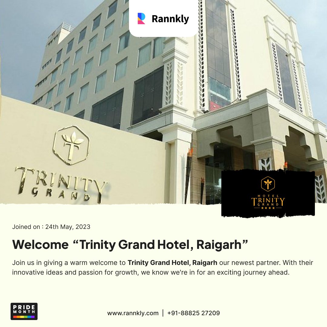 Welcome aboard ' Trinity Grand Hotel' ! Rannkly makes reputation management a breeze. Let's shape your powerful brand reputation! 💪📈 

Welcome to the team!

#newclient #welcome #trinitygrandhotel #raigarh #hospitality #rannkly #WelcomeToRannkly #OnlineReputationEmpowerment