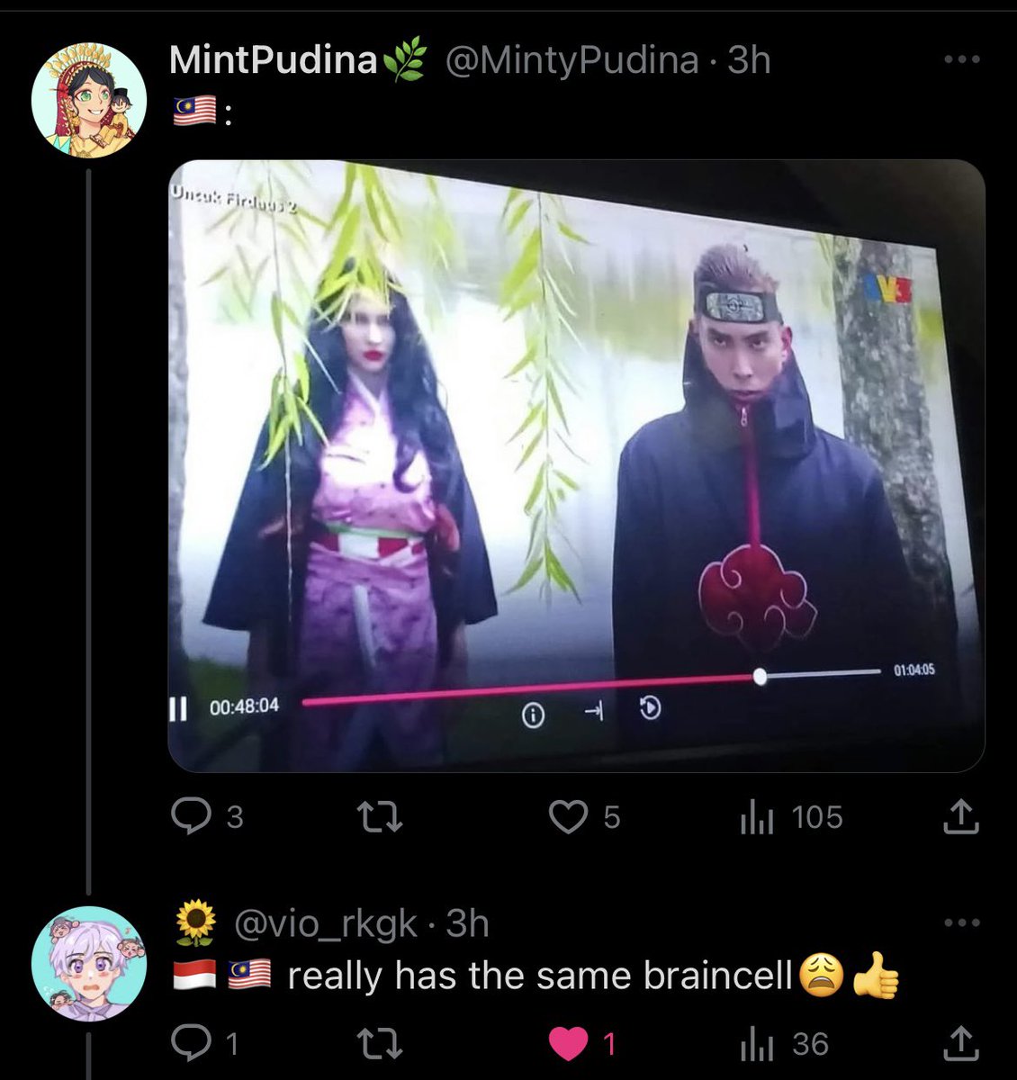 MintyPudina's tweet photo. I just wanna imagine them wearing this cosplay: 
🇮🇩: Al haitham
🇲🇾: Akatsuki
🇵🇭: Ningguang https://t.co/R0vMWMWoos