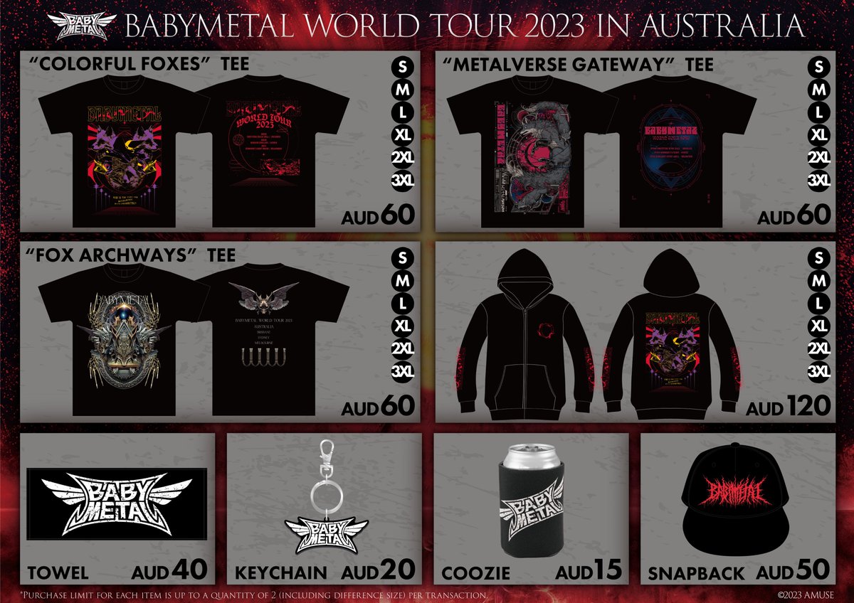 【XL、2XL】BABYMETAL WORLD TOUR 2023 Tシャツ