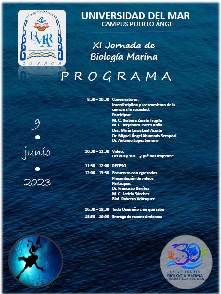 UMAR_SUNEO's tweet image. Este 08 y 09 de junio, se invita a la comunidad universitaria a asistir a la XI Jornada Académica de Biología Marina en la Universidad del Mar, campus Puerto Ángel. 🌊🐋🐡🦀🦑

#SOYUMAR #UMAR #SUNEO #Investigación #EducaciónPública #EducaciónDeCalidad #Educación #Oaxaca