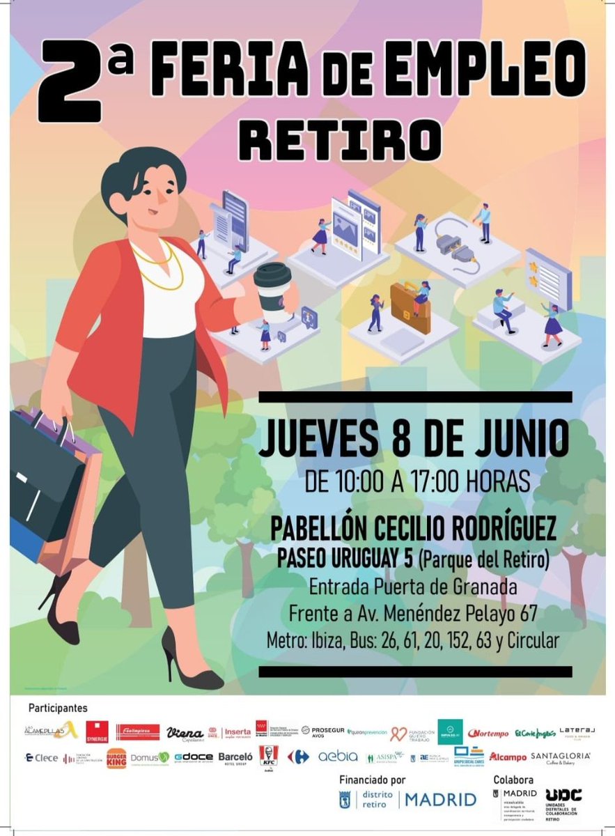 📢 Mañana puedes acercarte a la II Feria de empleo en el distrito de Retiro, no necesitas inscripción previa, sólo acércate al evento y aprovecha la oportunidad para contactar directamente con empresas y accede a ofertas de trabajo. 

#FeriaDeEmpleo #EmpleoMadrid #Empleo
