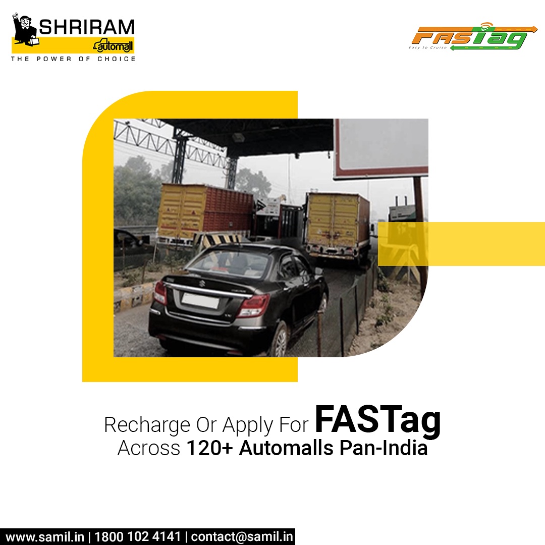 Now easily Apply for new FASTags or Recharge your existing FASTags at 120+ locations across India. Call us at 1800 102 4141 and find the nearest Automall.

Learn More: l.samil.in/oMpFNjiJ

#SamilServices #FASTag #PhysicalAuction #Samil #ShriramAutomall #ProudSamilian