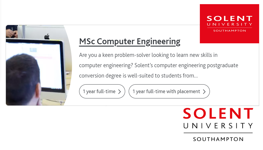 Solent University
Study MSc Computer Engineering

#computerengineering
#studyinuk2023 #engineering #computing #careers