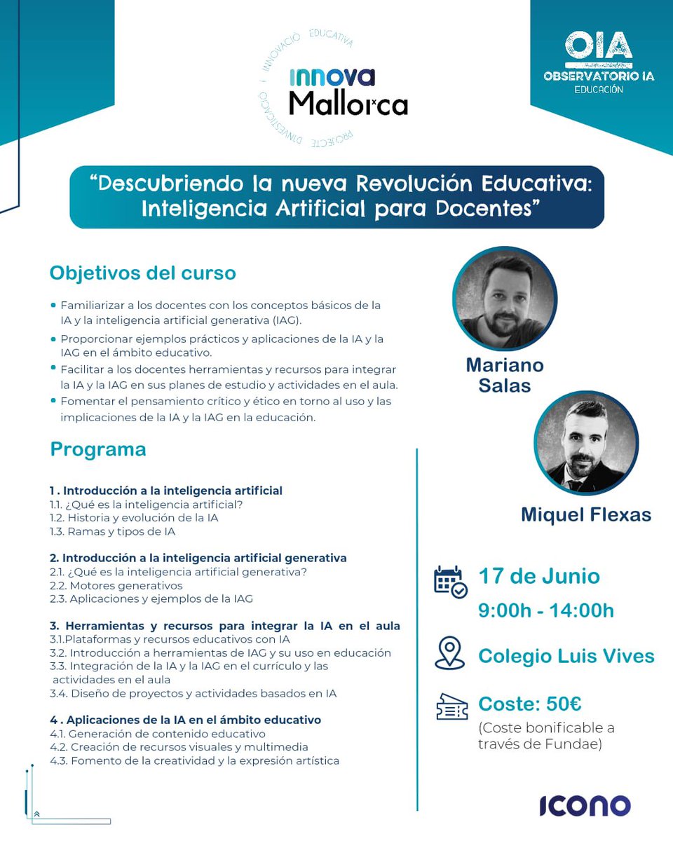 Congreso Inteligenia Arrificial en Palma. Tickets a la venta: mailtrack.io/trace/link/570…
<a href="/gogos20/">Miquel Flexas</a> <a href="/JNavalpotroB/">josenavalpotro.com</a> <a href="/centroluisvives/">centroluisvives</a>