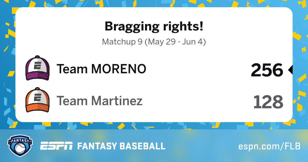 Moreno_Elvis's tweet photo. Check out my results from my ESPN Fantasy Baseball league - via @ESPN Fantasy https://t.co/Opte3MtHKx