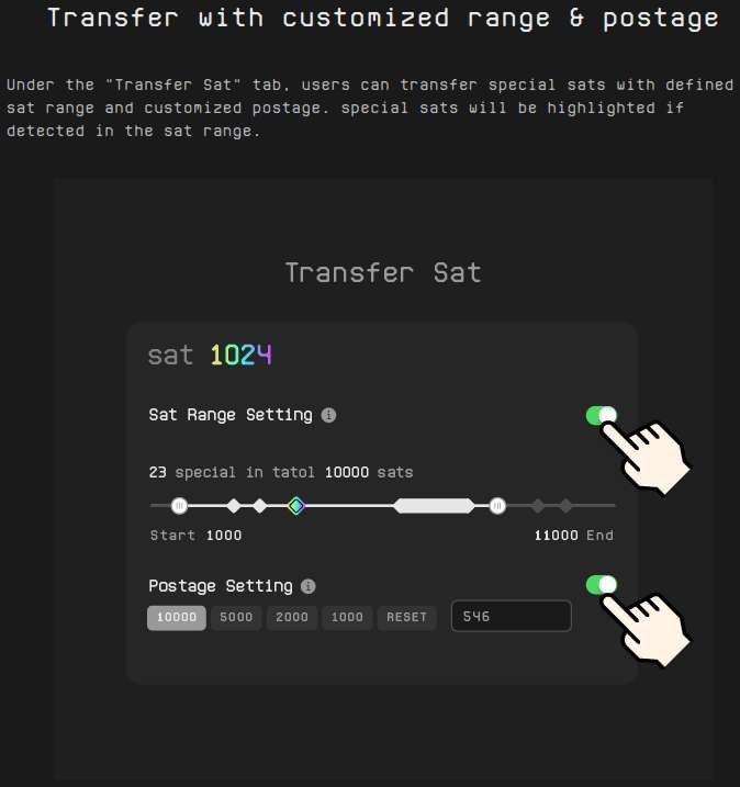 Getting ready for [Any Sat Inscribe]! WL now open for new comers.

💎Yes it’s here! The much anticipated [Any Sat Inscribe] feature is now live at sating.io, you can now：