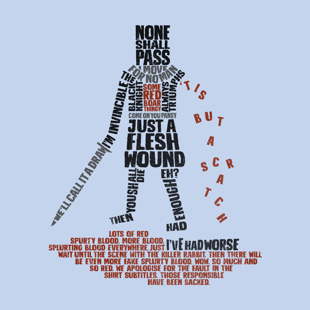 teefury's tweet photo. THE DAILY | “Tis But Some Text” by #kg07 starts at just $13 today only at #TeeFury! ⚡
https://t.co/IxcO3x47Nv

#tshirts #graphictee #teeoftheday #tees #tshirtoftheday #teeshirts #theholygrail #blackknight #tisbutascratch https://t.co/jptGVMwSQH