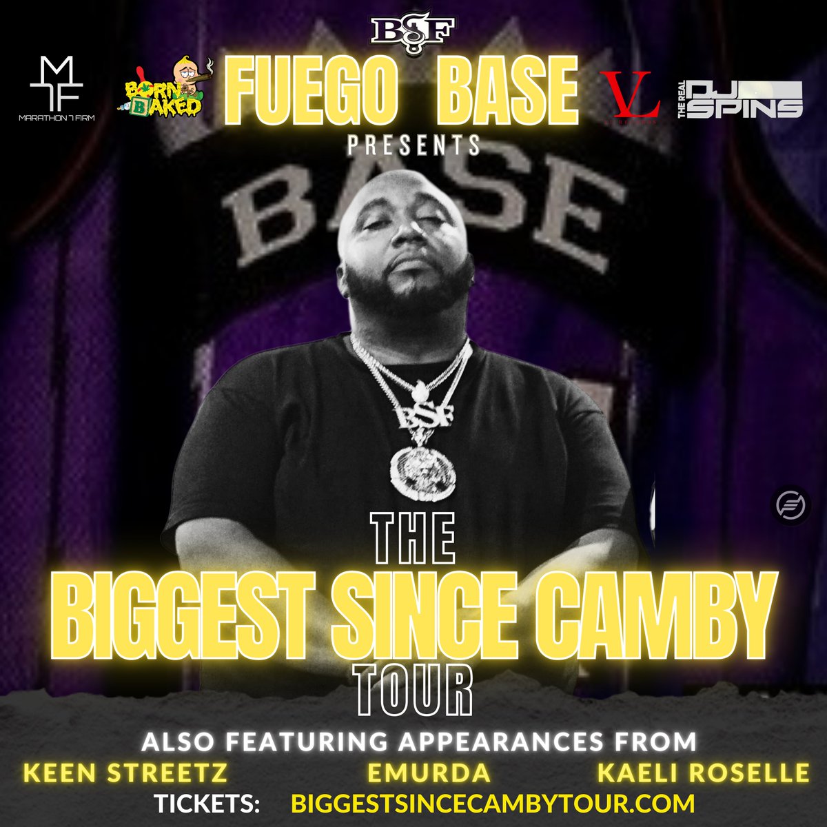 therealdjspins's tweet photo. It’s official “The Biggest Since Camby” tour is popping up in a city near you! Headlined by BSF's @FuegoBase Get Your Tickets Today #BSF #Biggessincecamby #Fuegobase #BlackSopranoFamily #Tour 

Tickets available now: https://t.co/sYZNy7zekT https://t.co/fTNL01ngNt