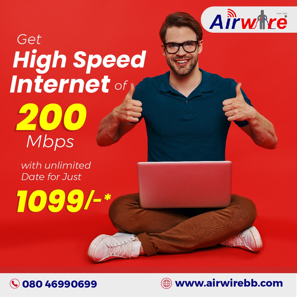 Get  High Speed Internet of 200Mbps with  unlimited Data For Just  1099/-*......
#broadband #WIFI #internetserviceprovider #HighSpeedInternet  #homewifi #fastinternet  #InternetConnection  #serviceprovider #BroadbandForAll #bangaloreinternet #HighSpeedInternet #internetandservice